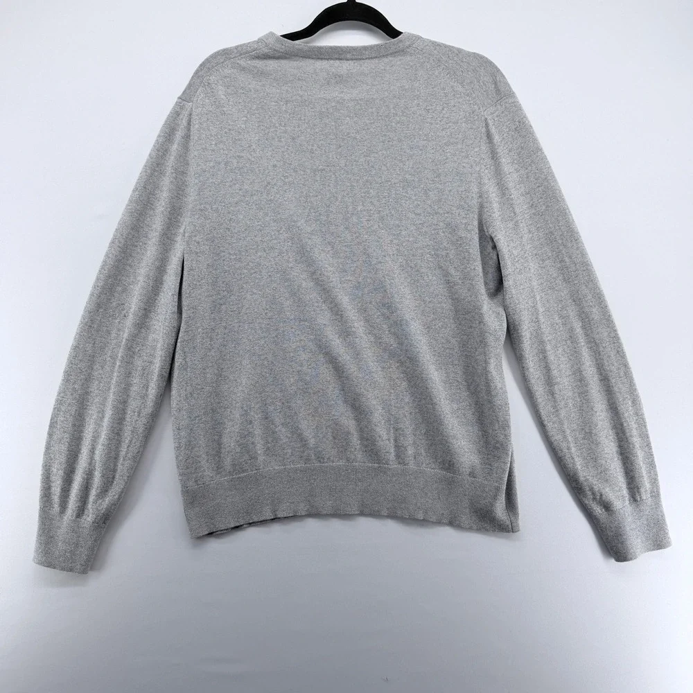Banana Republic Mens Silk Cotton Cashmere V-Neck Sweater‎ Heather Grey Large